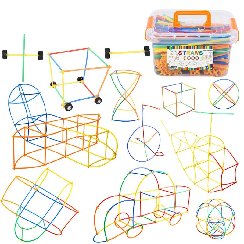 

Plastic 4D Construction Straw Building Blocks Joint Funny Development Assembled Toys Geometric Shape Brick Educational Toys