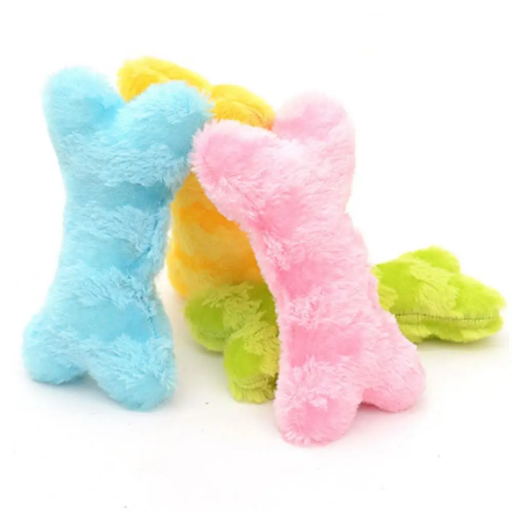 

Plush Toy Dog Pet Bone Shape Fleece Interactive Chew Molar Teeth Cleaning Puppy Kitten Squeak Squeaky For Small Medium Dogs Cat