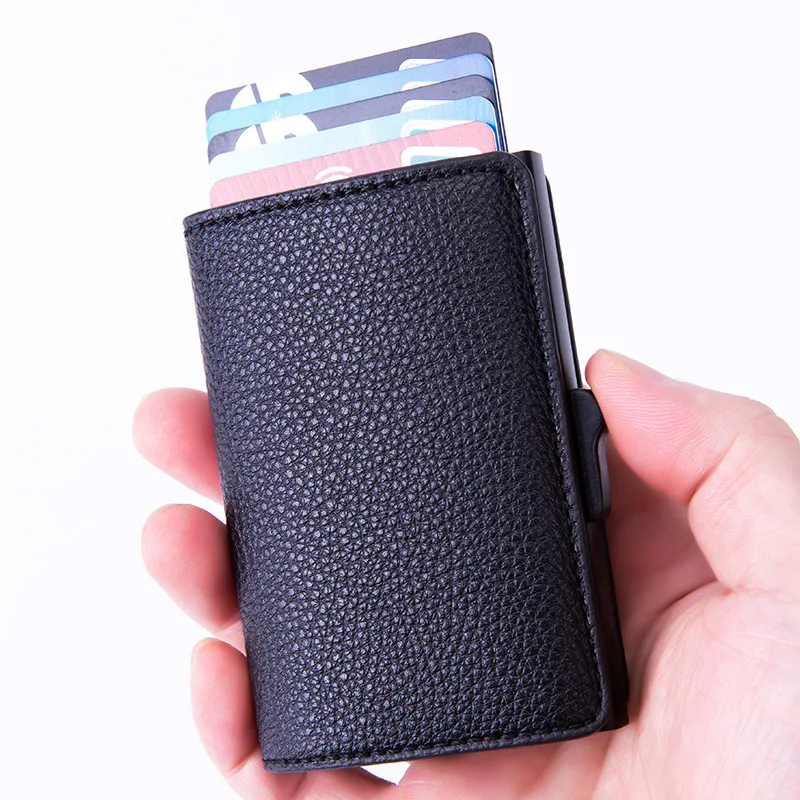 Новая автоматическая RFID личи Кожаный чехол кошелек с антимагнитной Анти кражи