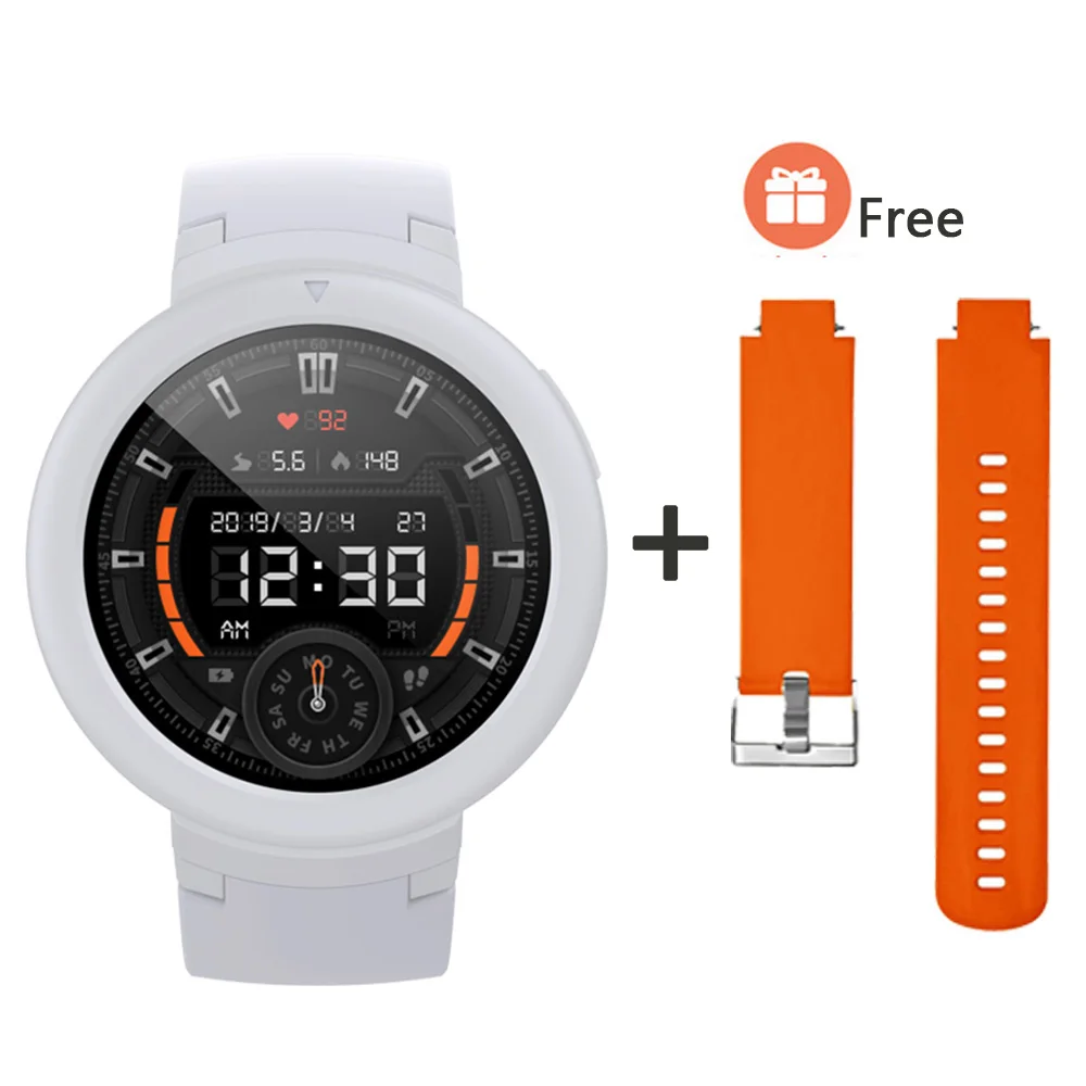 Умные часы AMAZFIT Verge Lite, 20 дней работы от батареи, 1,3 дюймов, AMOLED экран, встроенный gps монитор сердечного ритма - Цвет: White add Orange