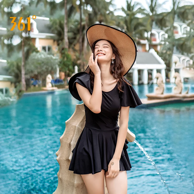 Женский слитный купальник с юбкой Элегантный оборками летняя одежда для