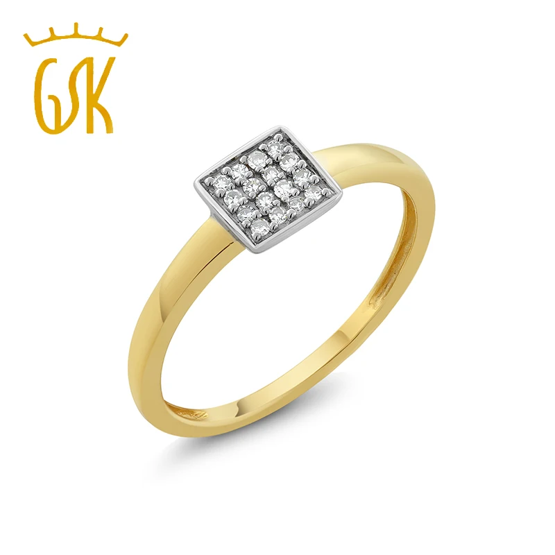 10K двухцветное Золотое Кластерное Женское Обручальное кольцо с белым