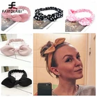 Повязка для волос с узлом Женская, эластичная однотонная ободок с заячьими ушами с кроличьими ушками, аксессуар для волос