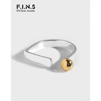 f i n s genuine 925 sterling silver rings minimalist contrast color open ring geometric flat glossry index finger ring for women