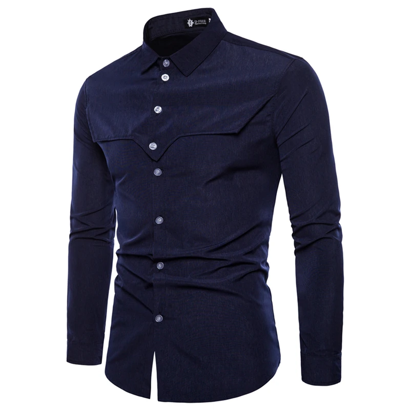 

Men's Courtly Style Long Sleeve Shirt Casual Solid Color Mens Shirts Casual Slim Fit