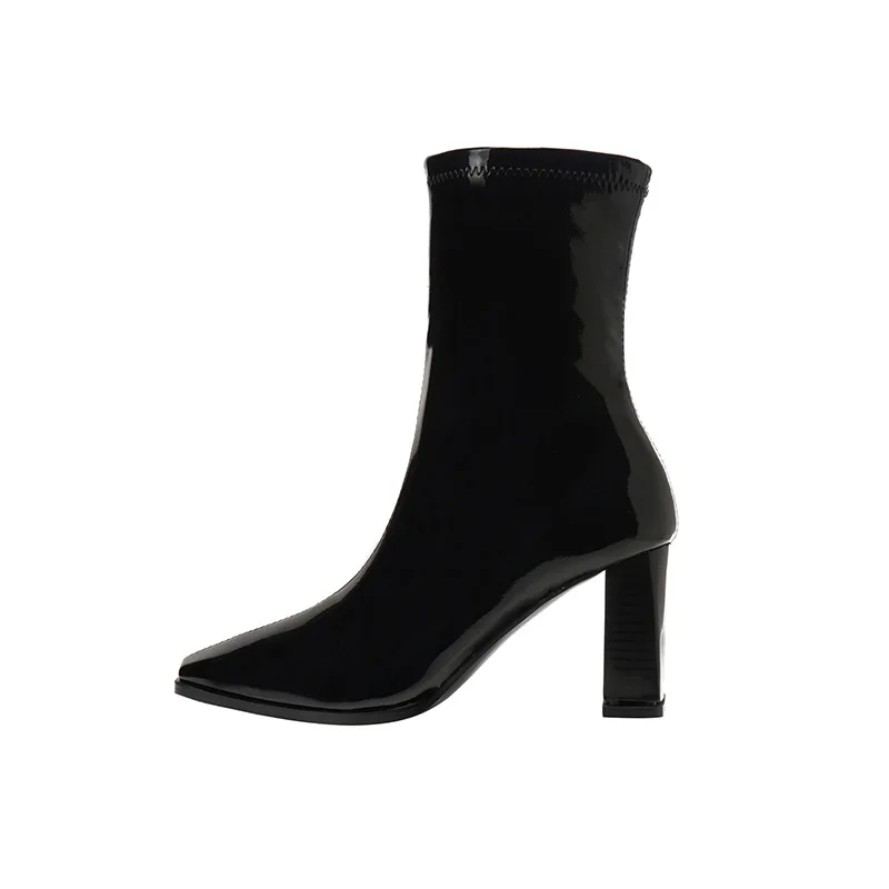 

2020 children's thick heel and New style square boots in autumn fashion sexy Patent Leather Mid