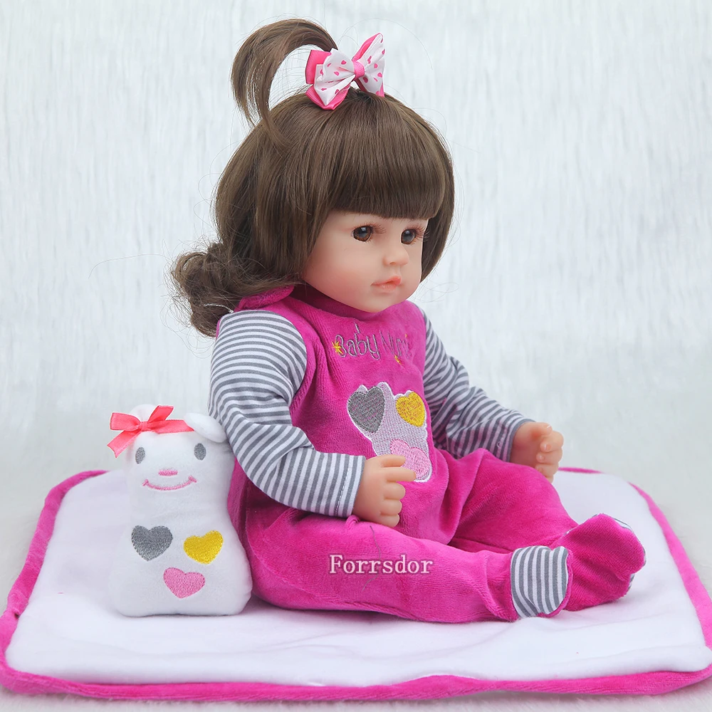 18''charm reborn baby Bonecas реалистичное детское платье с бантом силиконовая кукла