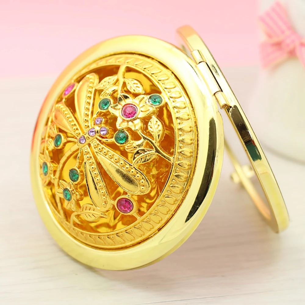 Металлическое бронзовое зеркало для макияжа 1 шт. подарок складное карманное