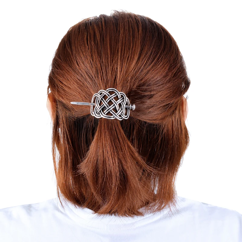 Viking Hair Hairpins Jewelry Celtics Knots Crown Vintage Style Antique Silver Color Clips Gift for girl women | Украшения и