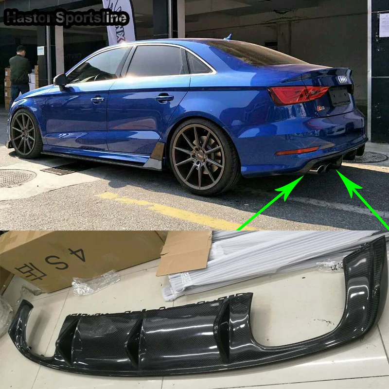 Задний диффузор для Audi A3 8V 2013 2016 из углеродного волокна спойлер губ только