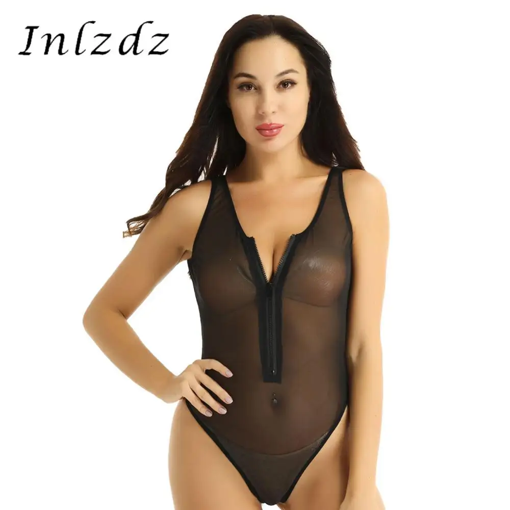 Женское нижнее белье Babydoll боди для секса прозрачная сетка глубокий u-образный