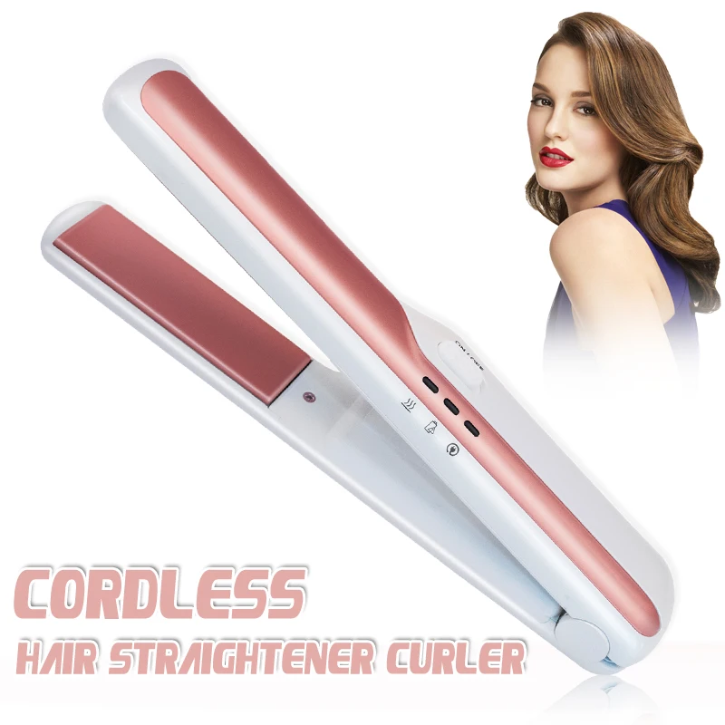 

Cordless Hair Straightener USB Rechargeable Hair Straightening Curling Iron Portable Curler Waver Wand Hair Care Salon Styler