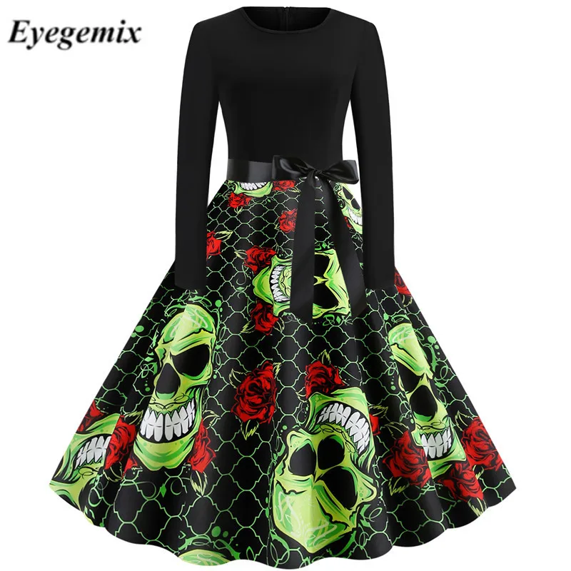 Для женщин маскарадный костюм в винтажном стиле с длинным рукавом 50s 60