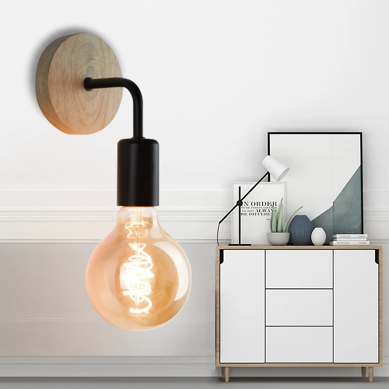 

Wood Industrial Loft Wall Lamp Vintage Retro Decor Wall Light Fixtures for Living Room Home Indoor Sconces Lighting Decorative