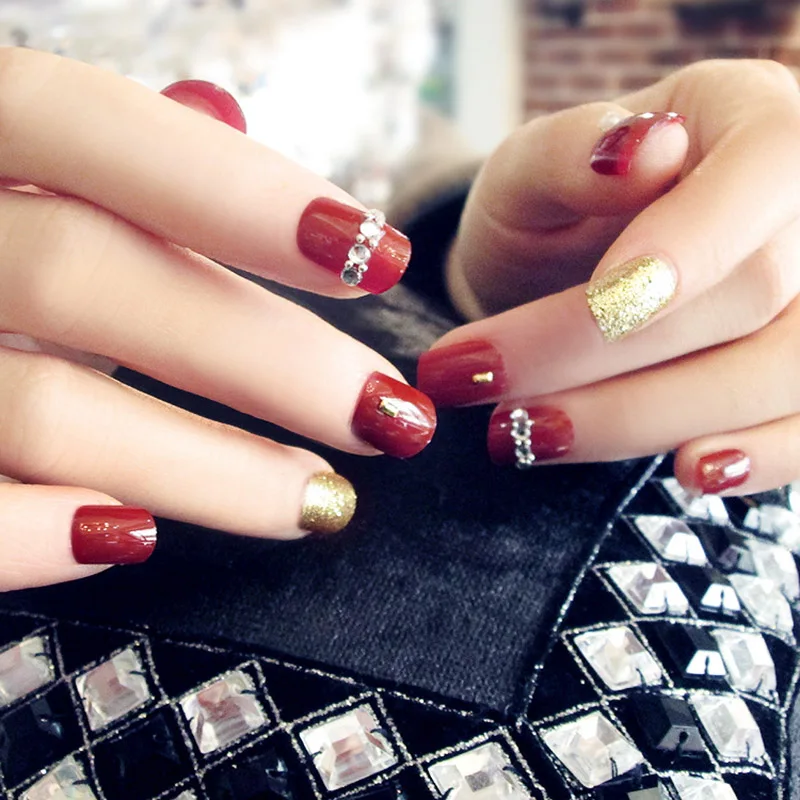 2019 Hot Women Girl 24Pcs/Set Fake Nails Tips Crystal Tops Finish Wedding Brides Nail Art Decor New Fashion J3 |