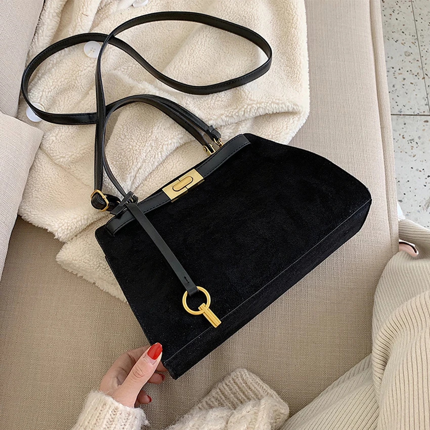 

TOYOOSKY Fashion Women Handbags Nubuck Leather Shoulder Bag 2019 Winter Hasp Ladies Crossbody Bags Small Flap