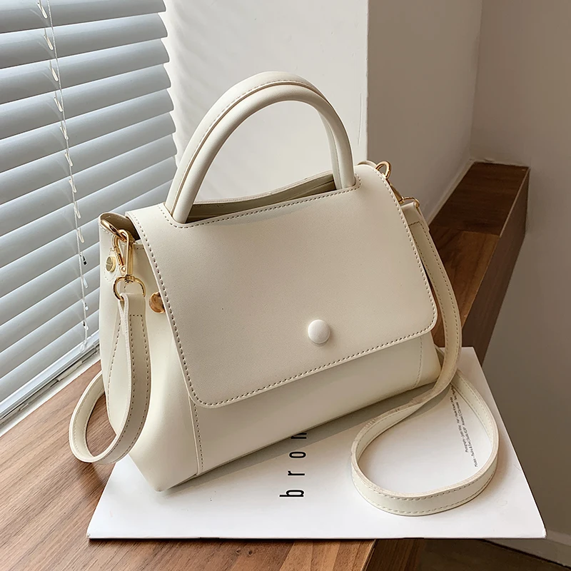 

Small Solid Color PU Leather Handbags For Women 2021 Female Shoulder Handbags Retro Daily Branded Luxury Travel Totes