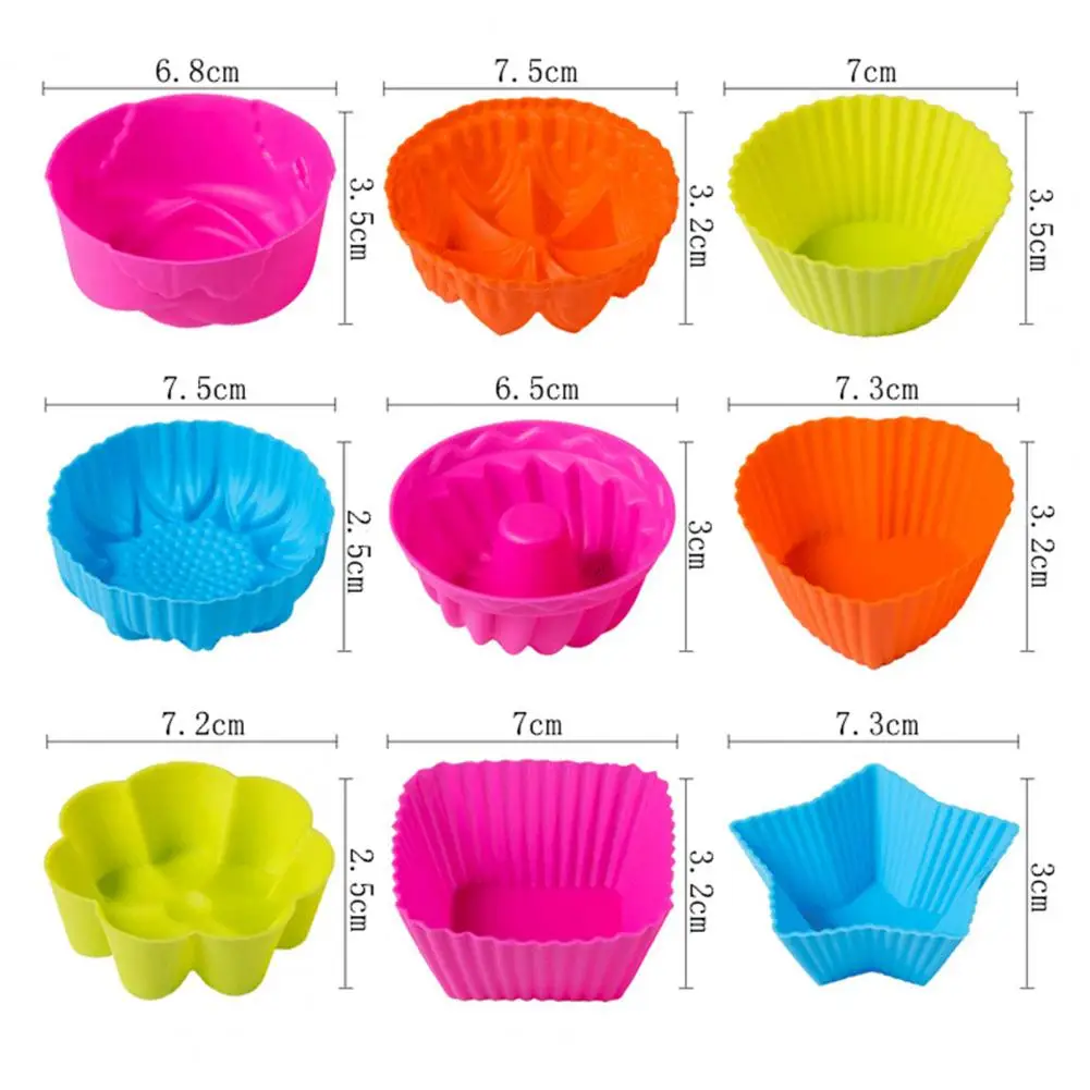 

1 Set Various Shapes Cake Mold Non-stick Reusable Silicone 3D DIY Pastry Dessert Baking Round Cupcake Mould Tray for Kitchen