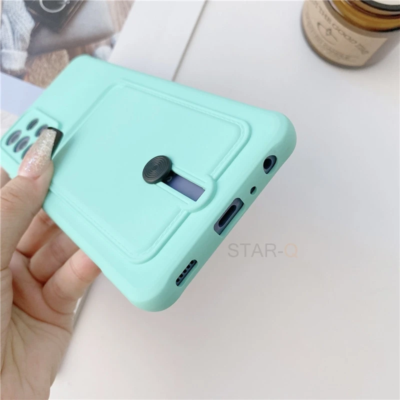 Card Slot Liquid Silicone Phone Case For Samsung Galaxy A52 A72 A32 4g A12 A51 A21s S21 Plus Ultra A22 A82 A 51 32 52 2021