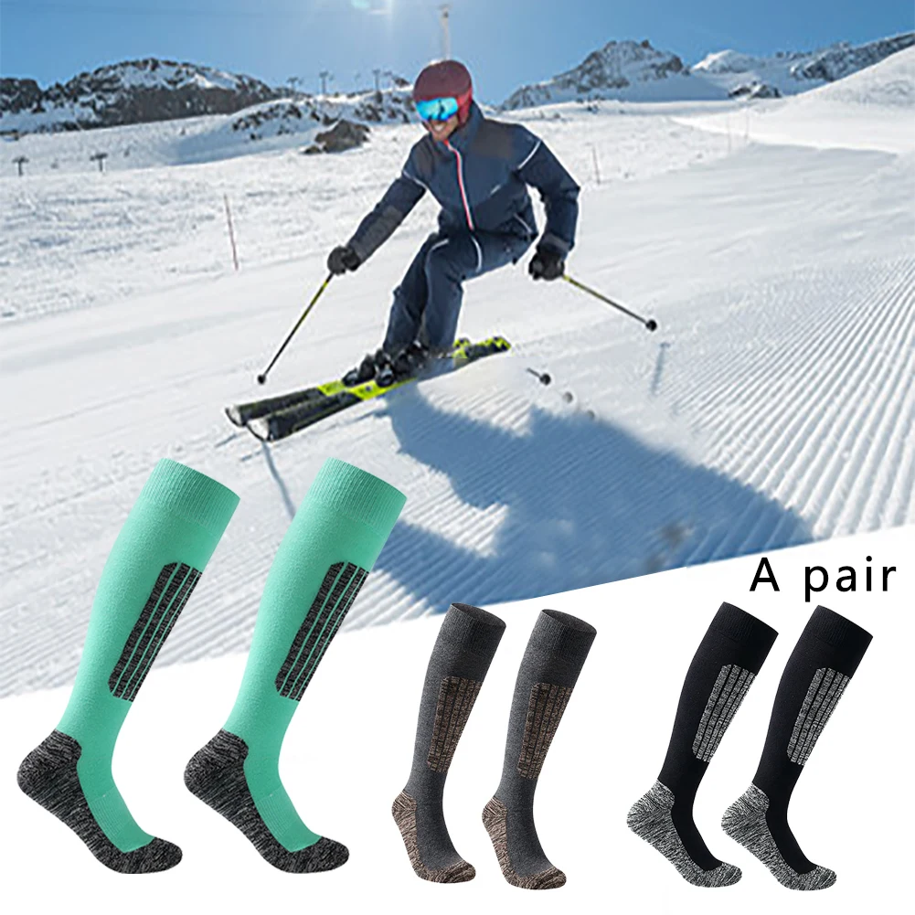 

1pair Men Women Skiing Socks Soft Warm Winter Sport Thick Breathable Outdoor Hiking Long Comfortable Non Slip Mountaineering