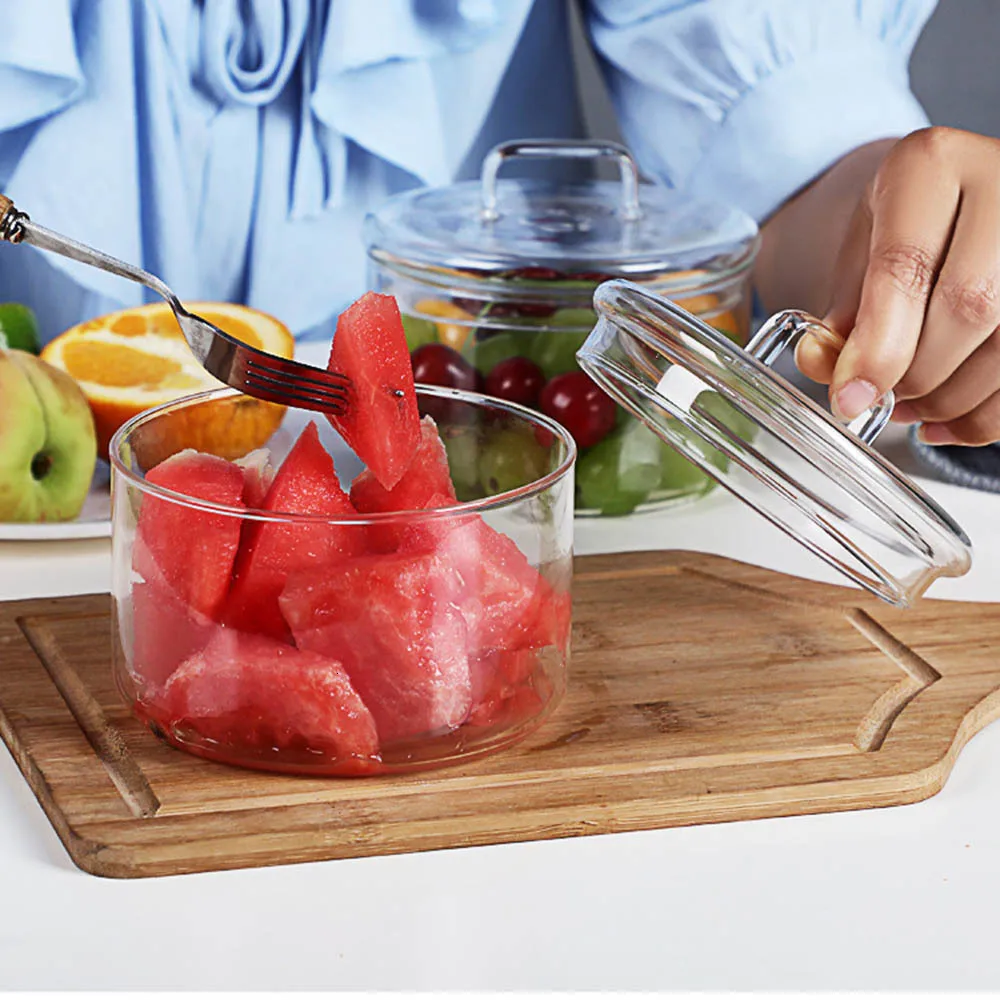 Heat Resistant Glass Bowl Stackabe Round Fruit Salad Bowls Clear Kitchen Food Storage Container | Дом и сад