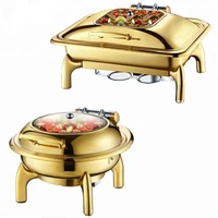 luxury hotel food warmer stainless steel catering buffet set gold chaffing dish for restaurant hotel