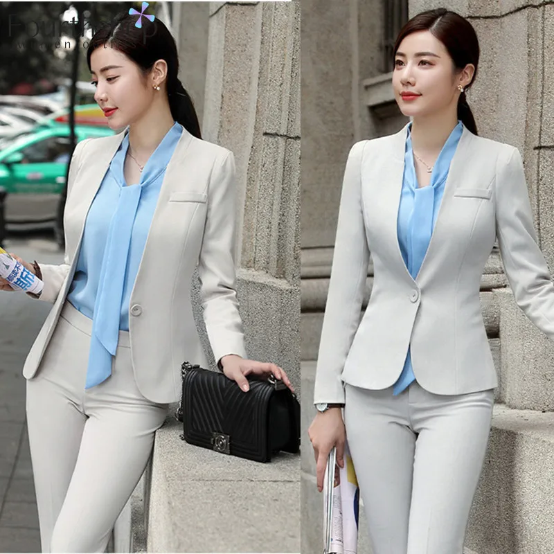 Элегантные Брючные костюмы женские брюки из 2 предметов блейзер деловые офисные