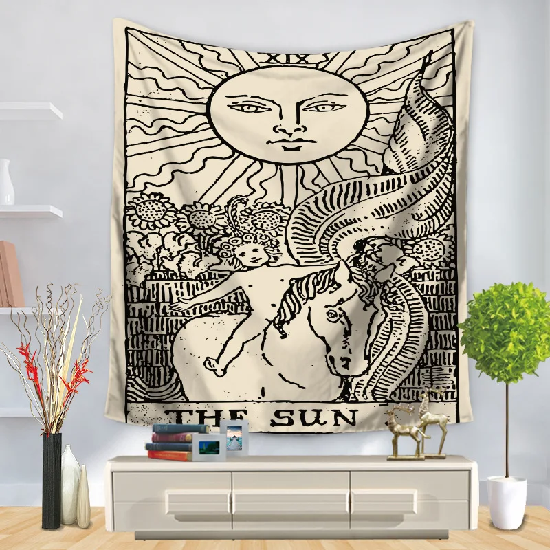 Гобелен с карточками Таро настенный астрологический коврик для гадания пляжный