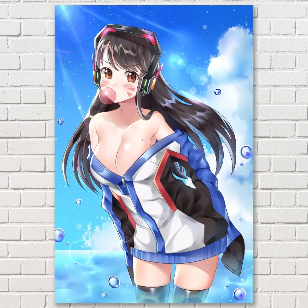 Overwatchs D.Va плакат для Hd шелковые декоративные постеры изображение Спальня