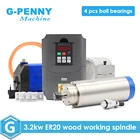 3.2 кВт шпиндель с водяным охлаждением ER20 4 шт. керамические подшипники 0,01 мм точность и HY 220 В 100 кВт инвертор и кронштейн мм и водяной насос