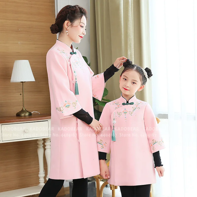 Qipao для мамы и дочки Китайская традиционная детская одежда костюм Hanfu Tang ретро