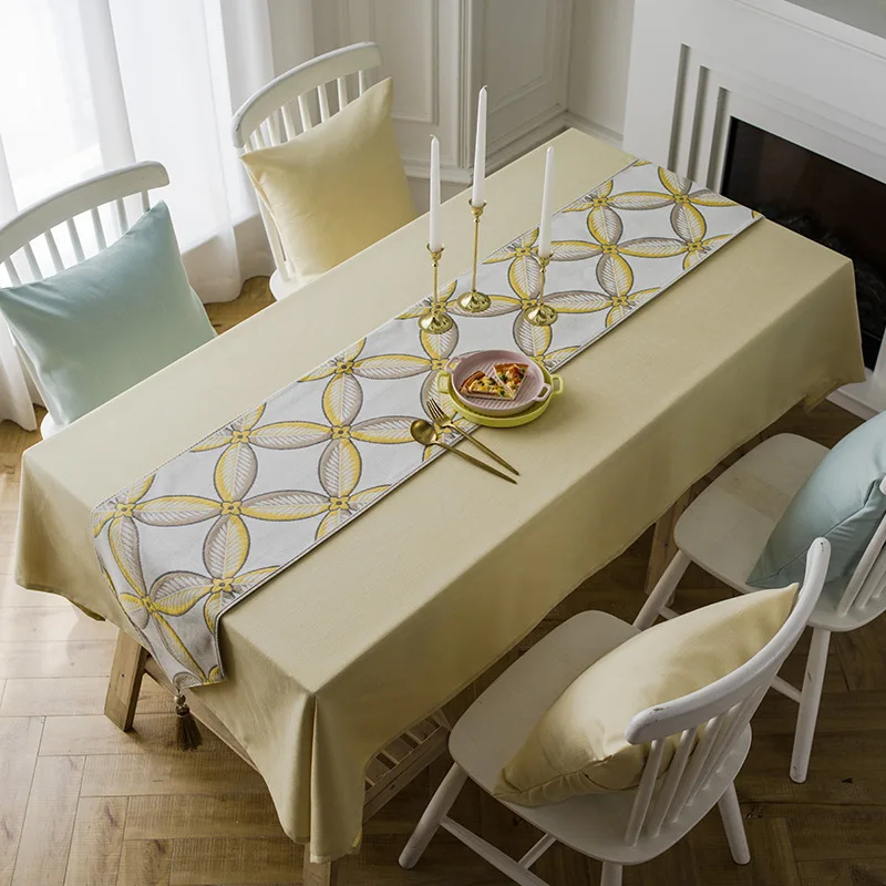 

Nordic jacquard cotton linen cloth art table runner home decoration waterproof solid color fresh coffee table table runner