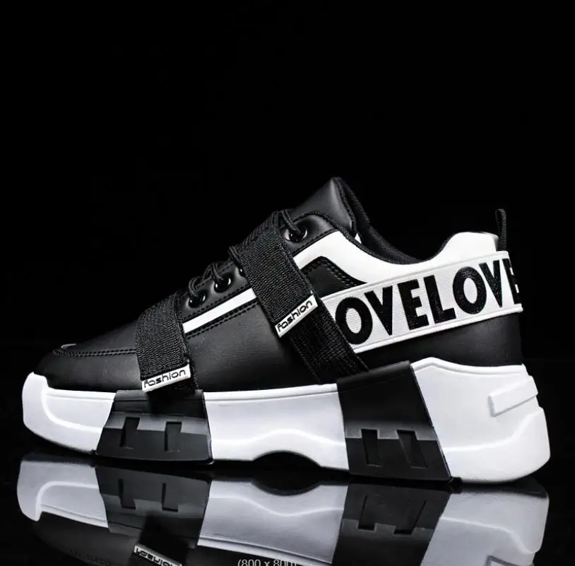 

Autumn 2021 men's shoes Thick soled sports shoes Sneakers PU Leather Men Casual Trainers Fashion Man Platform Shoes Footwear