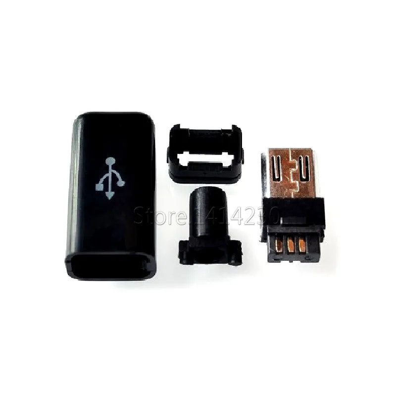 10 шт. Micro USB 5Pin штекер черный/белый сварка для DIY кабель для передачи данных Аксессуары - Цвет: Black