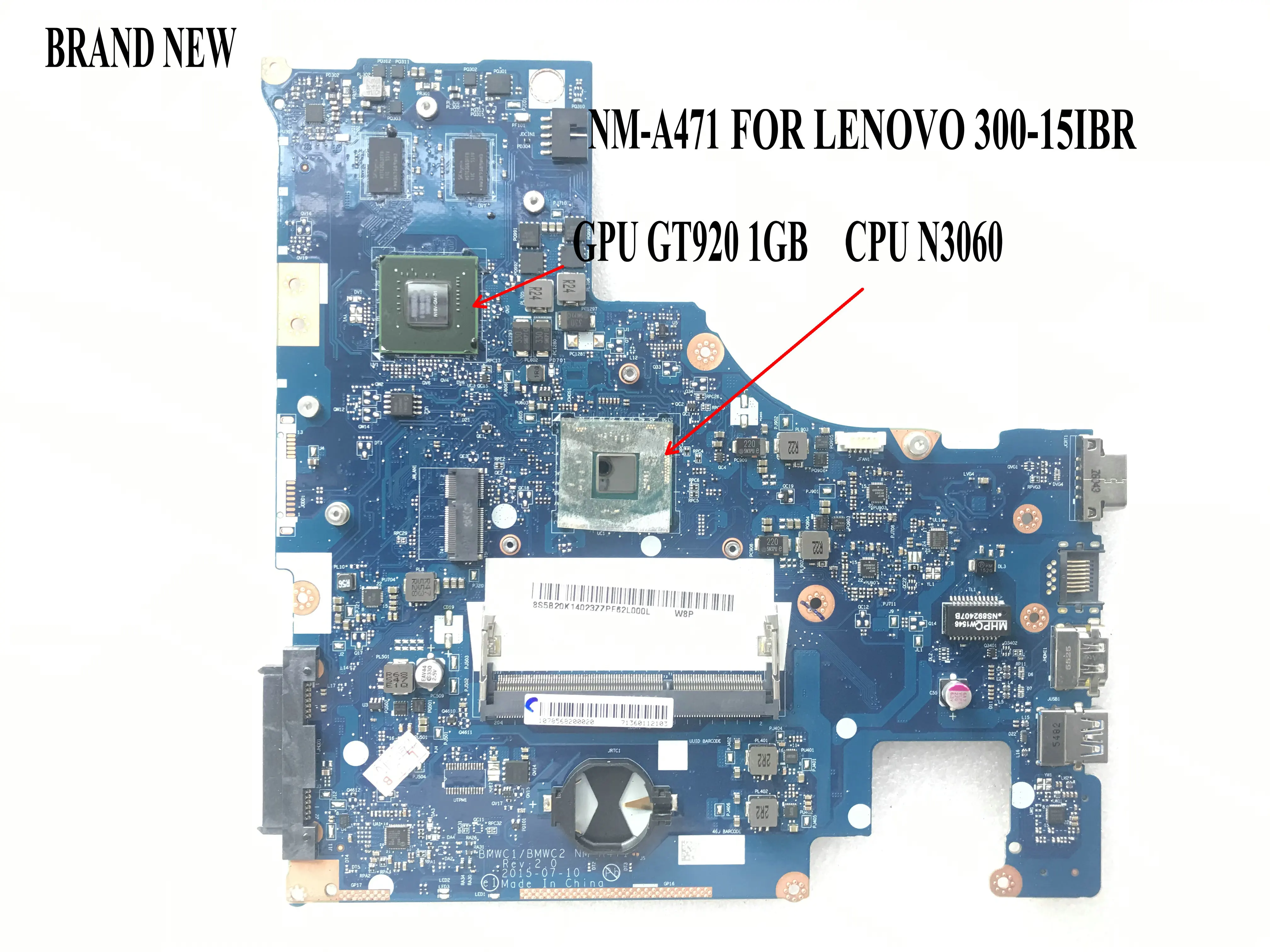 Новая материнская плата BMWC1/BMWC2 для ноутбука LENOVO 300-15IBR встроенный процессор N3700 GPU