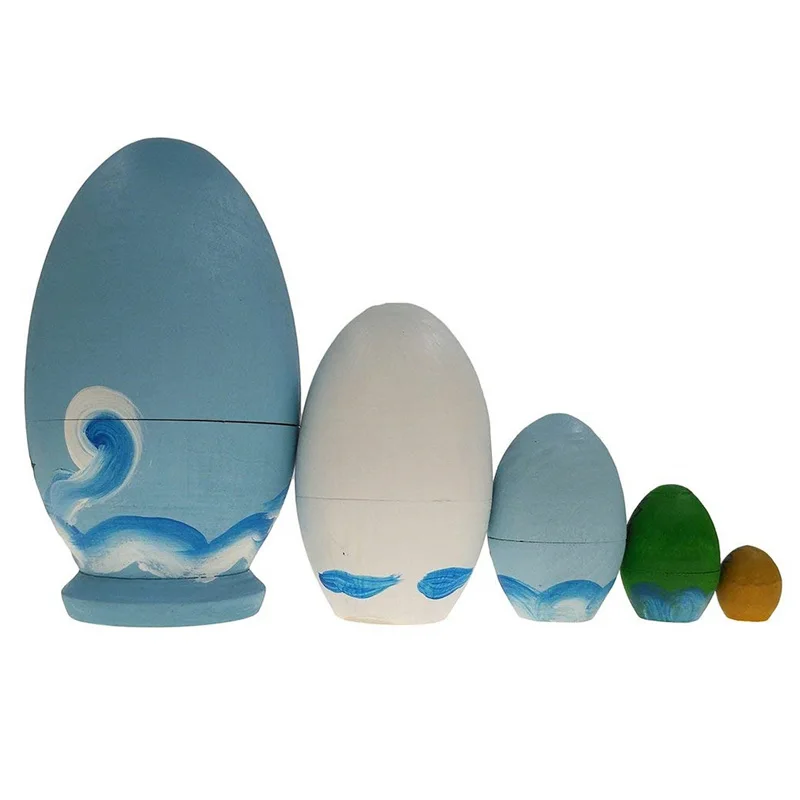 5 шт. Дельфин русская кукла милая деревянная краска матрешки Babushka Matryoshka подарок
