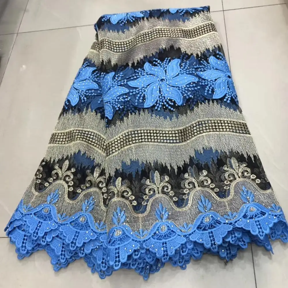 

African Lace Fabric Embroidered Nigerian Guipure for Wedding High Quality STONES french 2019 French Tulle Lace Fabric DFOC093