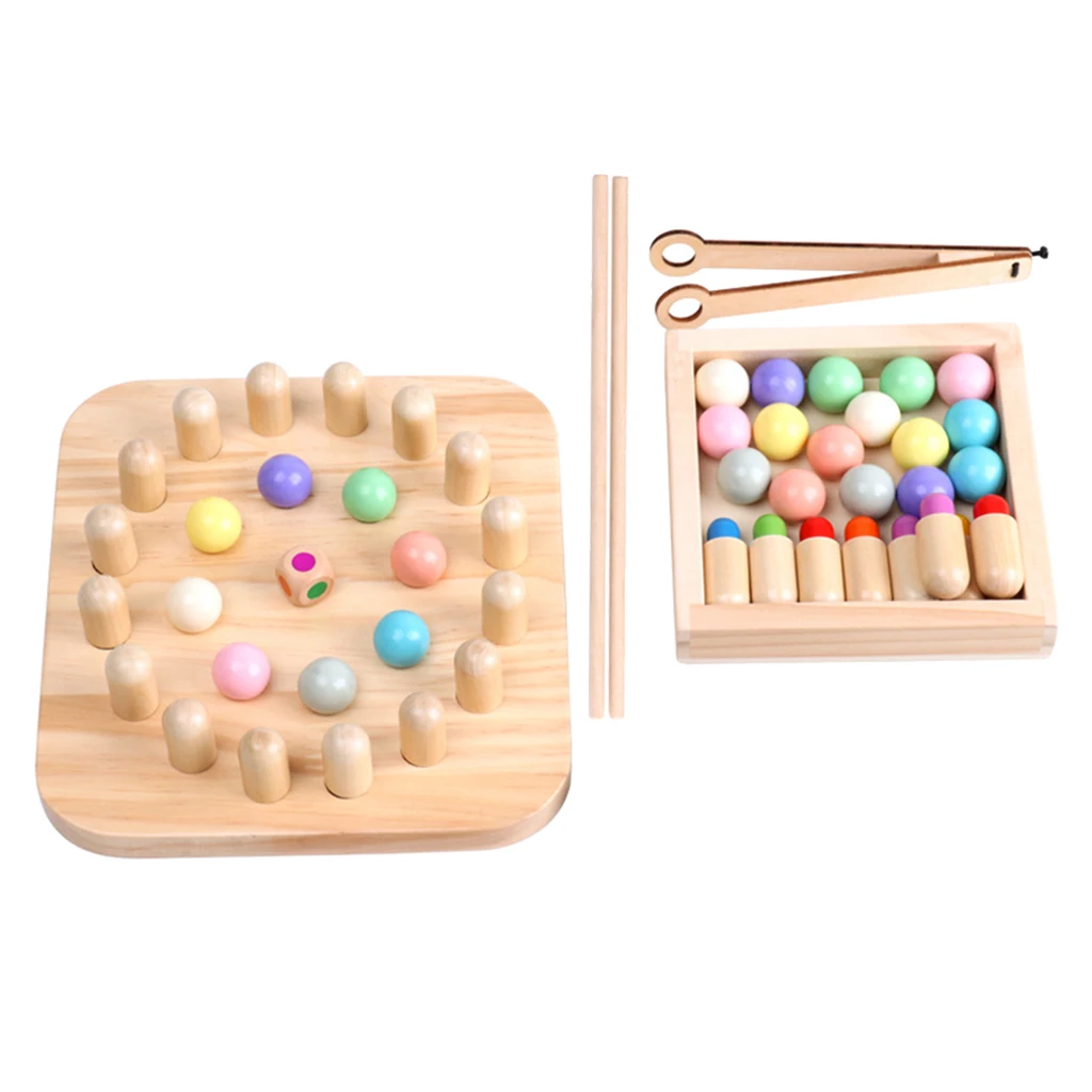 

New Wooden Kids Children Memory Chess Pratice Chopsticks Training Game Toys