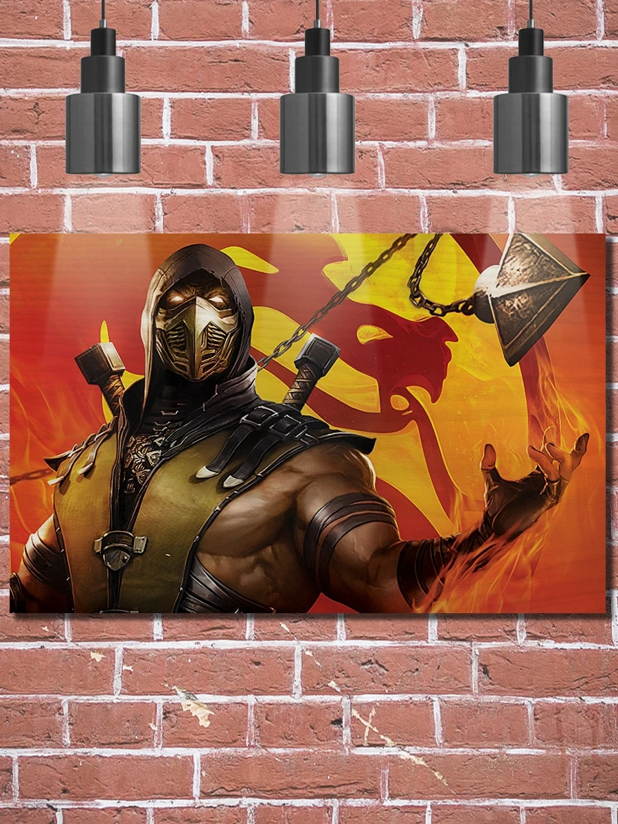 Картина на доске интерьерная лофт декоративная Mortal Kombat скорпион - 1830 | Дом и сад