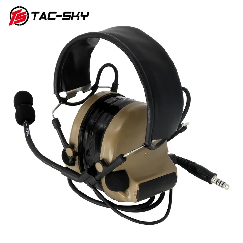 TAC-SKY COMTAC II silicone earmuffs hearing noise reduction pickup military tactical headset DE+ U94 Kenwood plug PTT