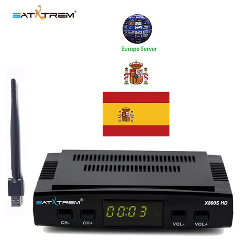 Спутниковый ресивер Satxtrem X800S HD DVB S2 цифровой приёмник 1080P Azamerica Spain ТВ Тернер