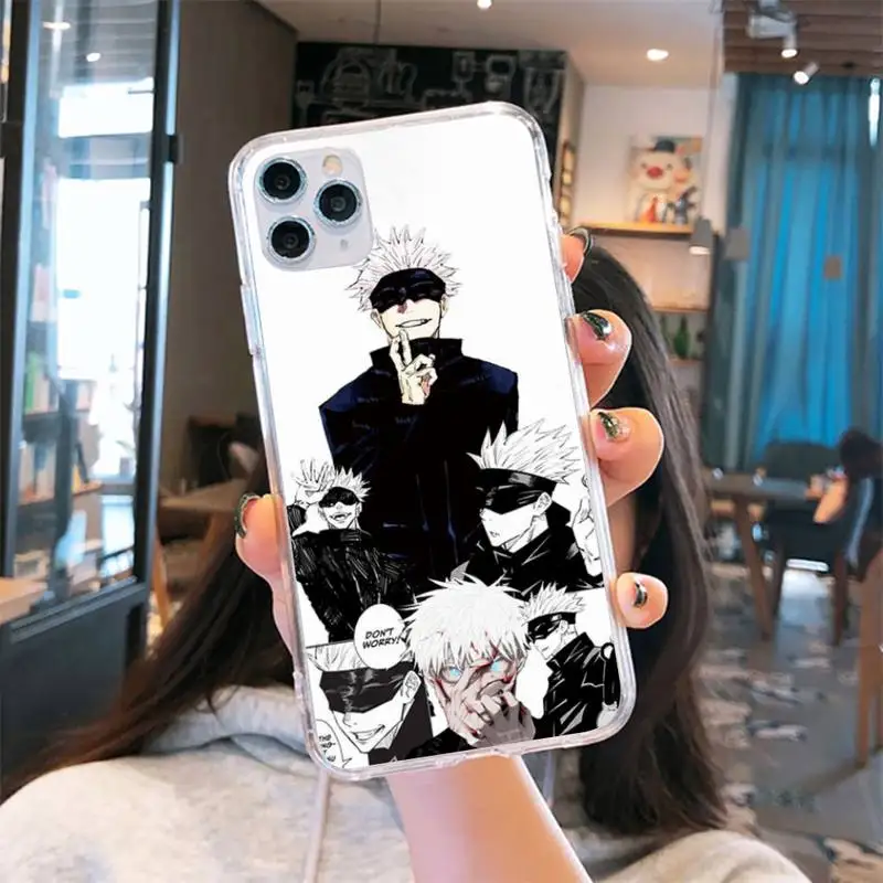 

Anime Jujutsu Kaisen coque shell funda capa Phone Case Transparent for iPhone 6 7 8 11 12 s mini pro X XS XR MAX Plus