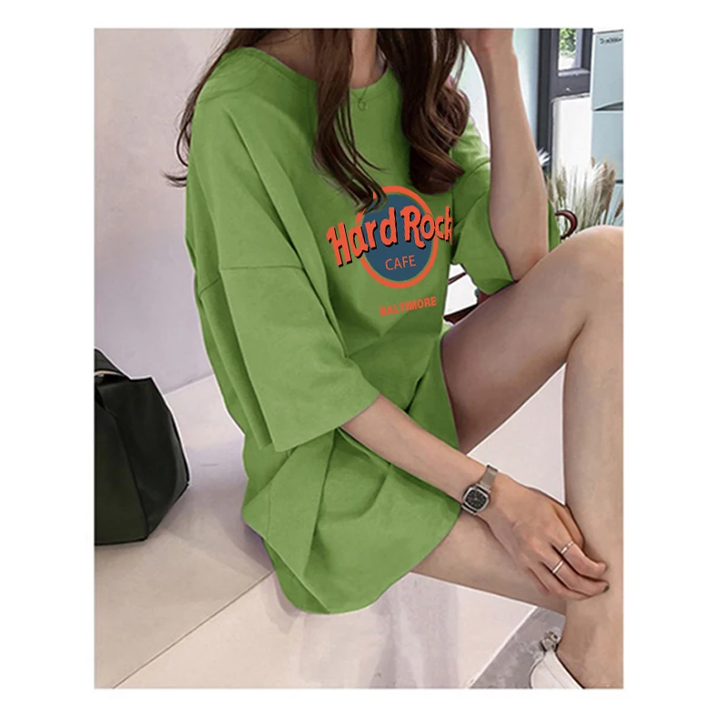 Shellsuning женская футболка 2020 с буквенным принтом круглым вырезом свободная