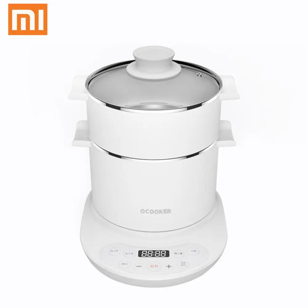 Original Plug Xiaomi Mijia Q Плита Электрический Плита 220V 400 мл чайник Многофункциональный горячий горшок гриль-сковородка с отпариватель для варки яиц - Цвет: Original Plug