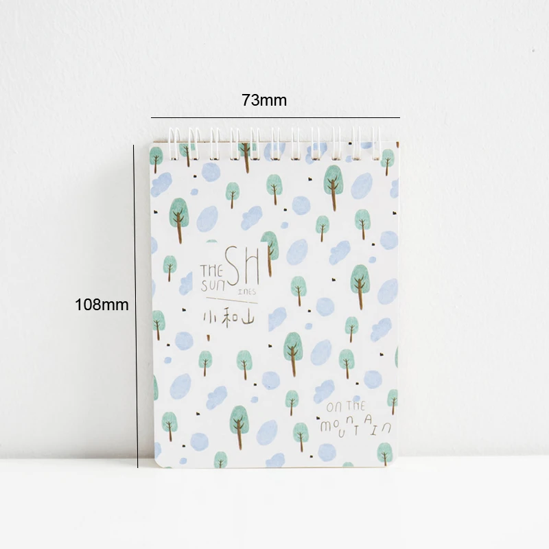 1 шт./лот маленькая серия зеленых деревьев маленький блокнот в катушке для