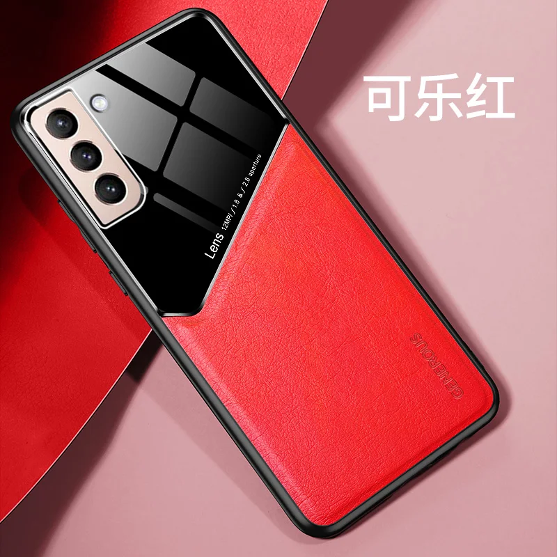 

Uftemr Leather Phone Case for Samsung Galaxy S21 Ultra 5G Case Cover Soft TPU Frame Built-in Iron Cover for Galaxy S21 + 5G