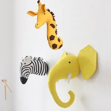 Зебра/Слон/Жираф 3D голова животного настенное крепление детей мягкие игрушки Детская комната настенное искусство подвесное украшение дома подарки на день рождения