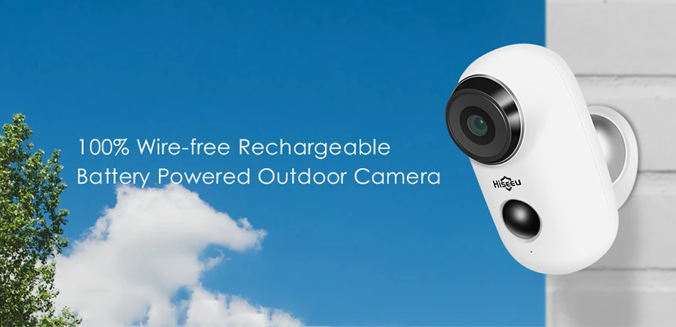 Hiseeu 1080P Беспроводная батарея, ip-камера, WiFi, перезаряжаемая, 2 МП, уличная камера видеонаблюдения, водонепроницаемая, PIR Motion