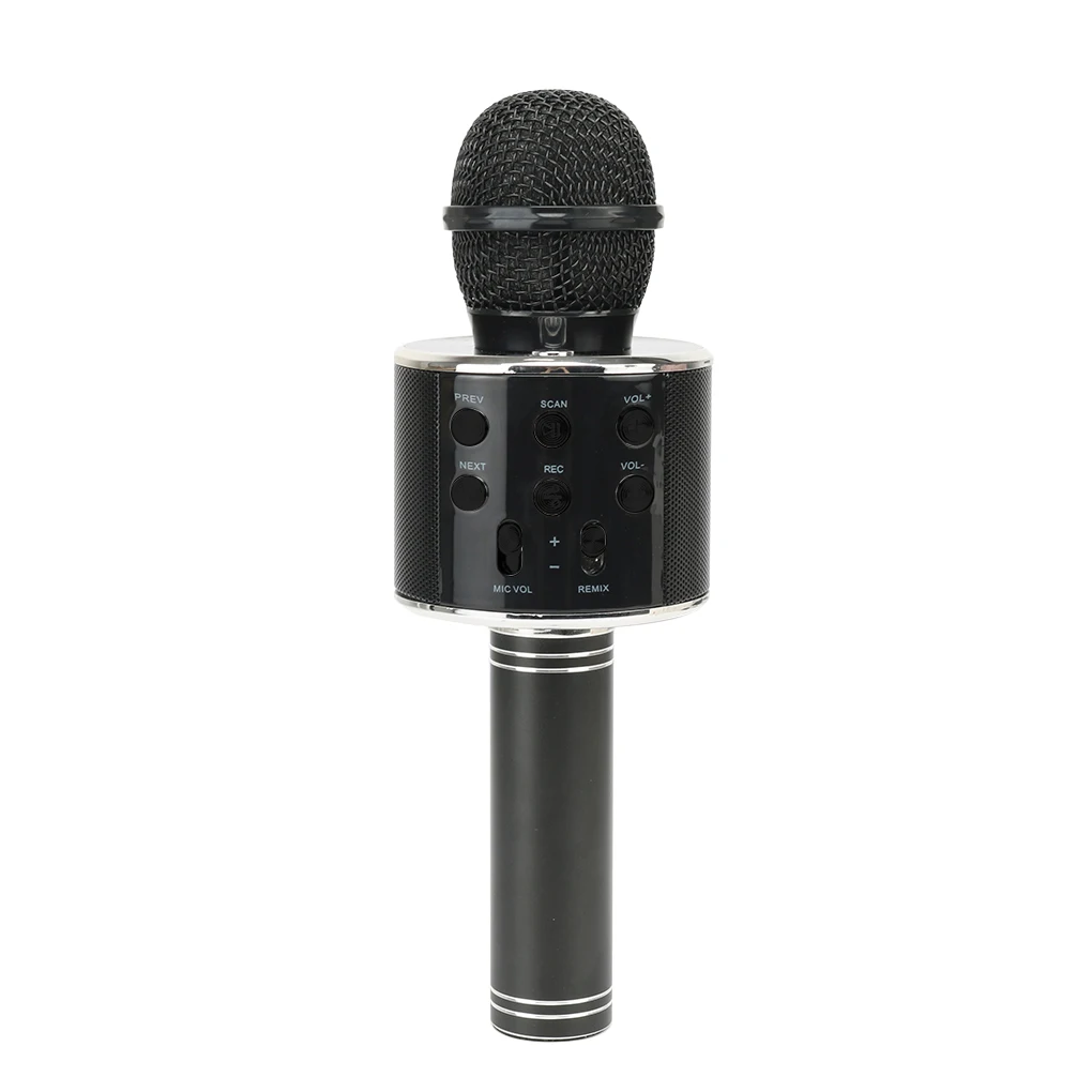 Microphone black WS858 профессиональный Bluetooth беспроводной микрофон динамик ручной микрофон караоке микрофон KTV музыкальный плеер для вокала, с рекордером - Цвет: Microphone black