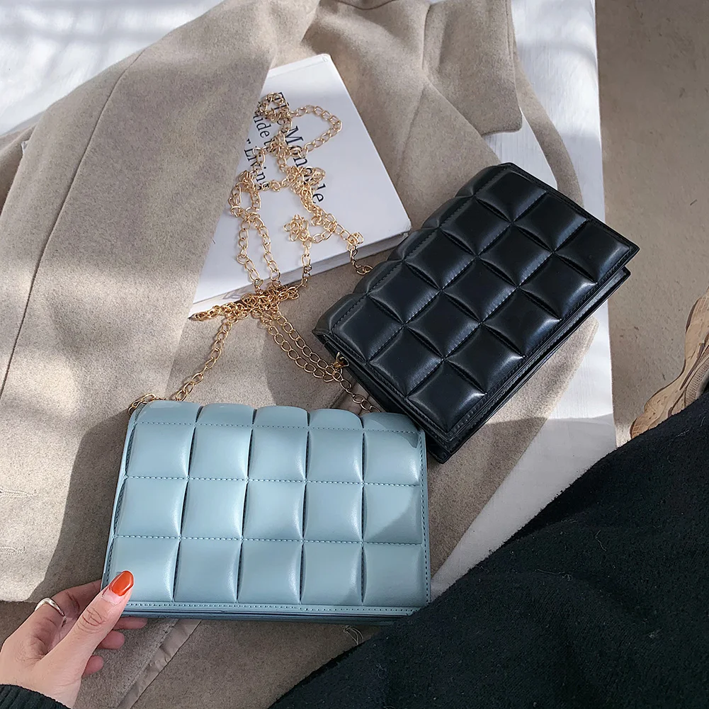 

Повседневные женские кожаные сумки на плечо, простые маленькие квадратные дамские сумочки через плечо в клетку, популярные простые повседн...